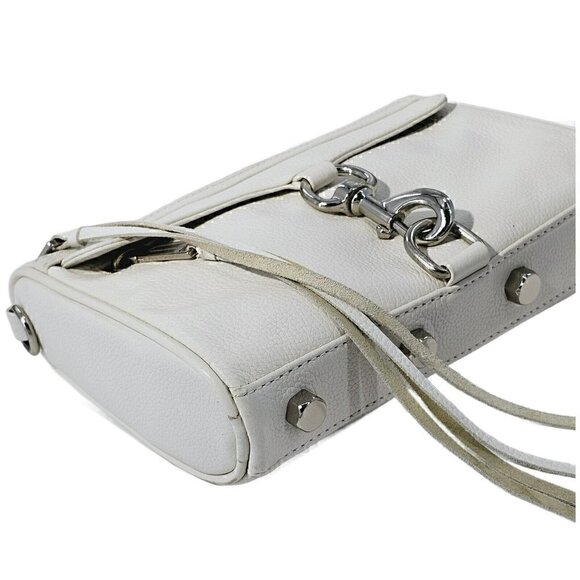 REBECCA MINKOFF Mini MAC White Pebble Leather Silver Chain Accent Strap Studs - Picture 7 of 16